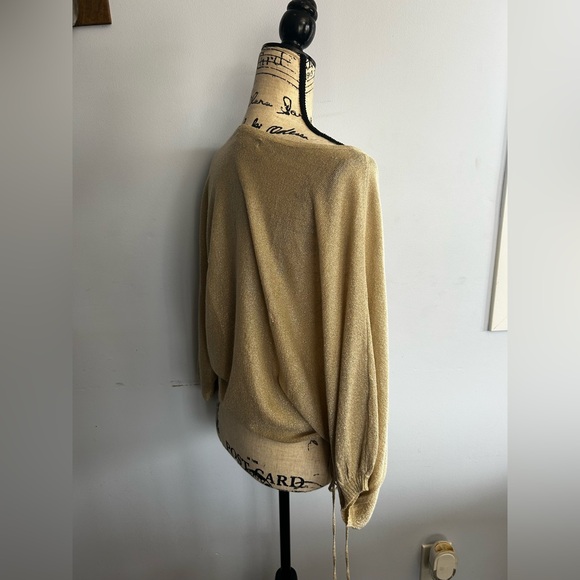 Express design studio blouse metallic gold shimmer oversized glamour holiday - Picture 6 of 13